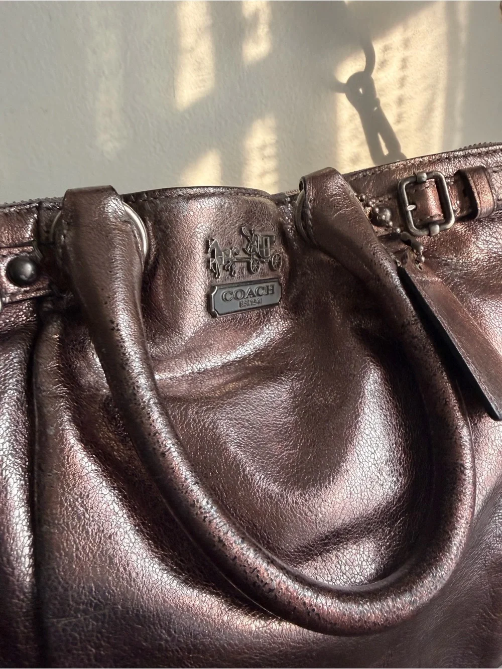 Coach Metallic Bronze Leather Satchel